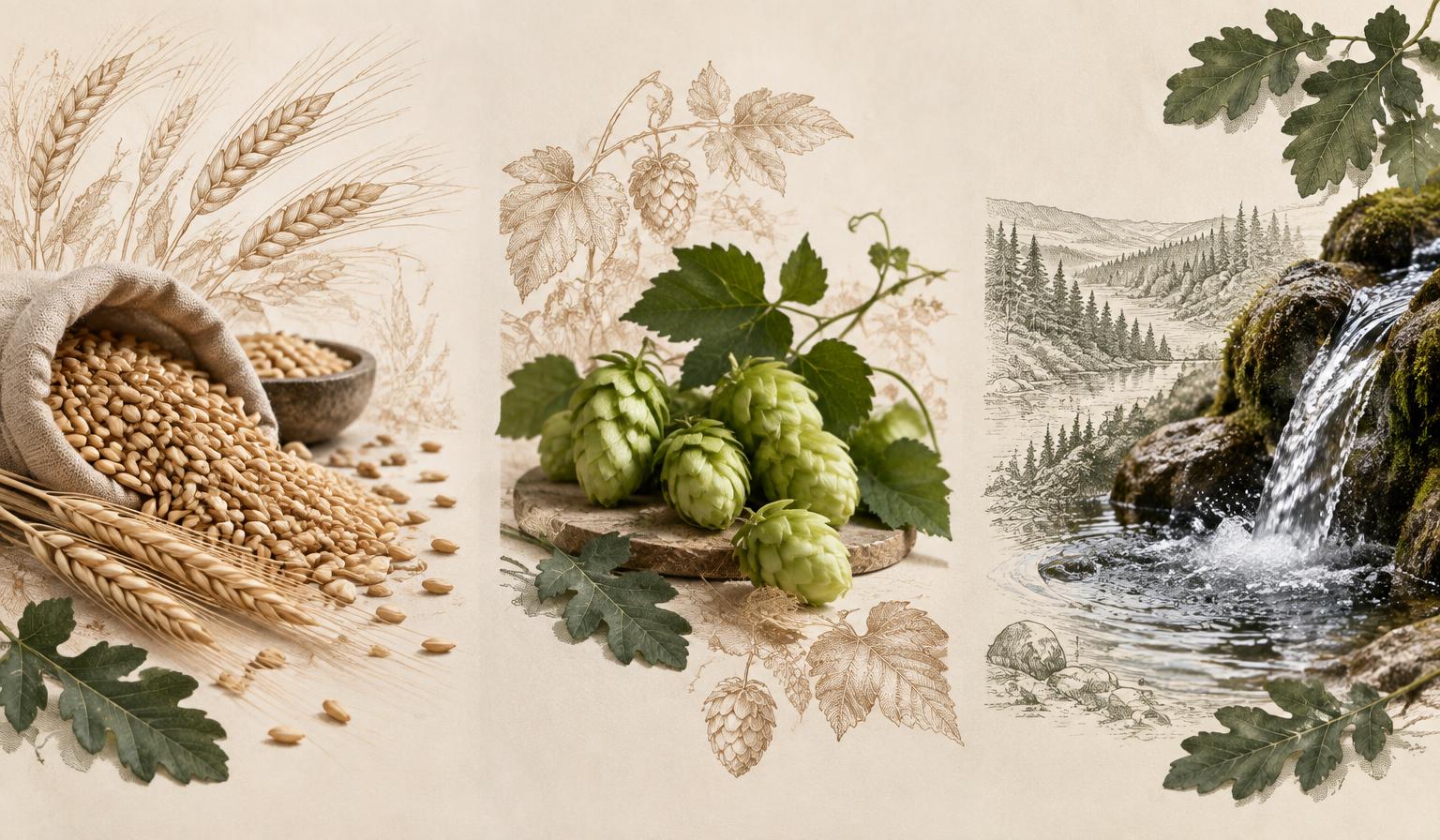 Malz, Hopfen und klares Wasser als drei Zutaten der Biere